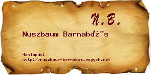 Nuszbaum Barnabás névjegykártya